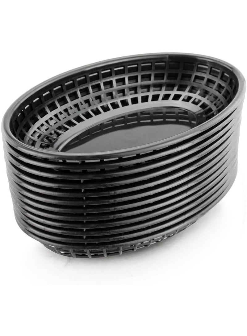 44140 Fast Food Baskets, 9 1/4-Inch x 6-Inch Oval, Set of 12, Black - Image 1